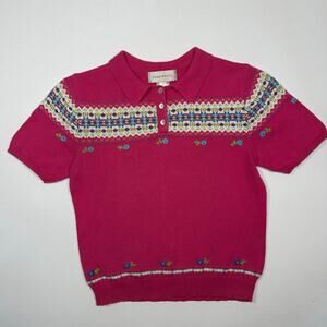 Vintage Y2K Susan Bristol Sweater with Hand Embroidered Details Size Small